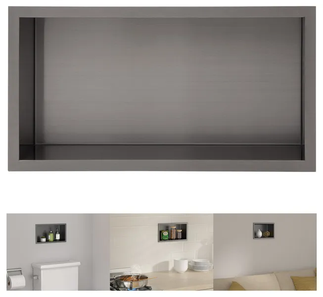 Single Shelf Shower Niche 304 Stainless steel Rectangular Bathroom Niche 13"