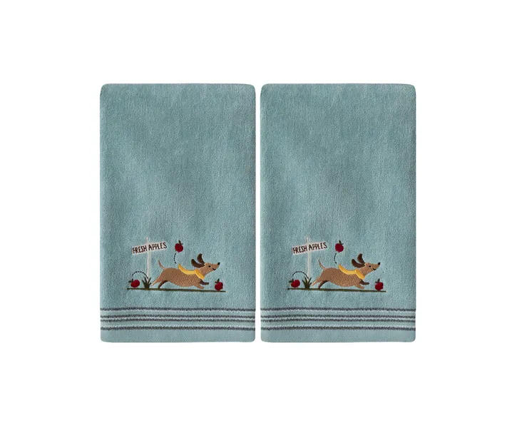 SKL Home 2-Piece Dog With Apples Hand Towel Set