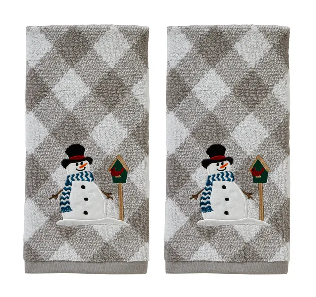 SKL Home Snowman & Birdhouse Hand Towel, 2-Pack, Gray