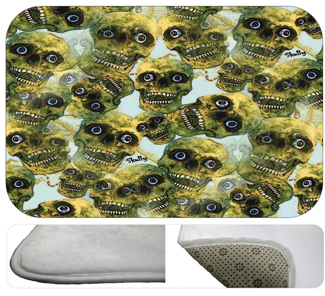 Skull Dugery Plush Bath Mat, 20"x15"