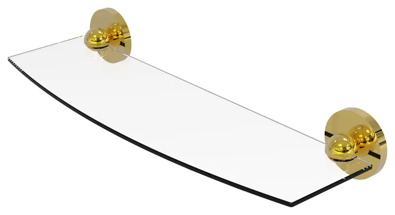 Skyline 18" Glass Shelf, Polished Brass