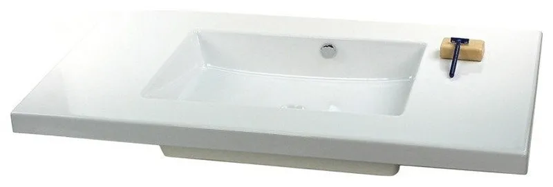 Sleek Rectangular Wall Mounted, or Built-In Ceramic Sink