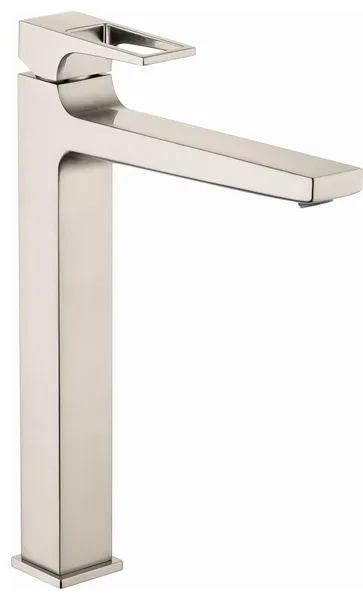 Sleek Tall Bathroom Faucet with Brass Body and Single Lever, Brushed Nickel