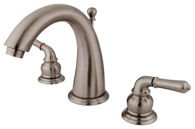 Sleek Widespread Bathroom Faucet with 2 Levers and Adjustable Brass Spread, Brushed Nickel