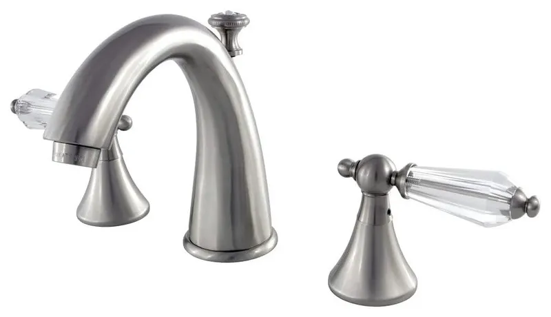 Sleek Widespread Bathroom Faucet with Acrylic Levers & Ceramic Cartridge, Brushed Nickel