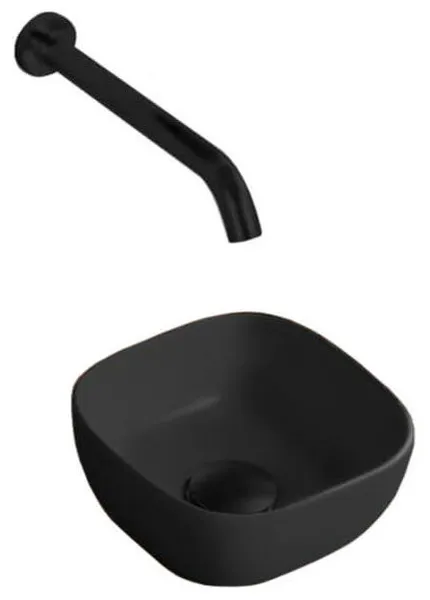 Small Matte Black Vessel Sink in Ceramic, No Hole