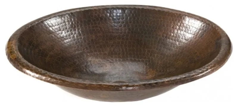 Small Oval Self Rimming Hammered Copper Sink