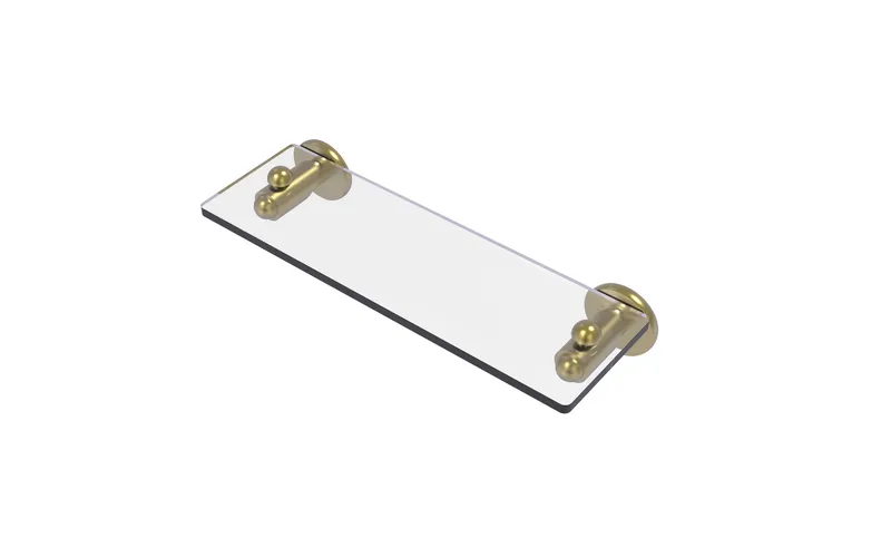 Soho 16" Glass Vanity Shelf with Beveled Edges, Satin Brass