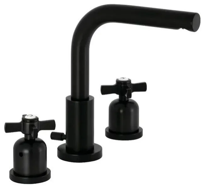 Solid Brass 8-Inch Widespread Bathroom Faucet with Drip-Free Ceramic Disc, Black