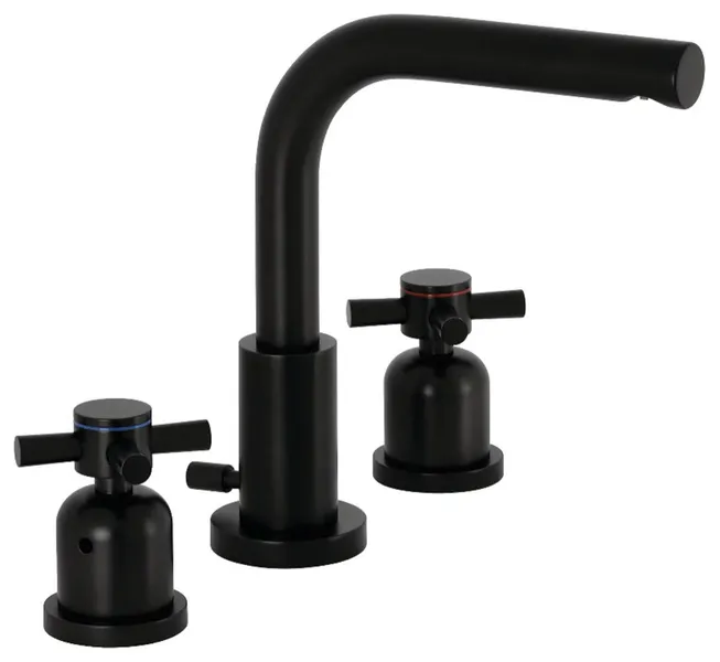 Solid Brass 8" Widespread Faucet with Drip-Free Cartridge and Cross Handles, Black
