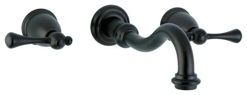 Solid Brass Wall Mount Faucet with ADA Lever Handles and Low Arc Spout, Bronze