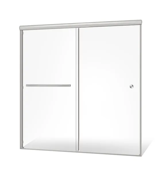 Sorrento Economy Semi Frameless Double Sliding Shower Door, Chrome, 48 X 62 Inch