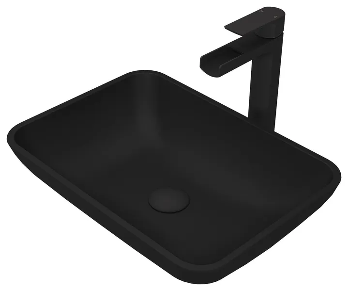 Sottile 18"L x 13"W Glass Vessel Sink and Amada 10"H Faucet Set