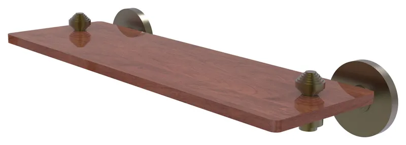 South Beach 16" Solid Wood Shelf, Antique Brass