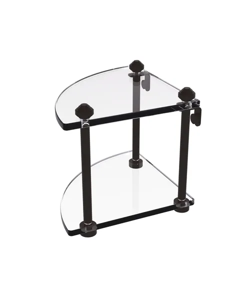 Southbeach Two Tier Corner Glass Shelf, Oil Rubbed Bronze