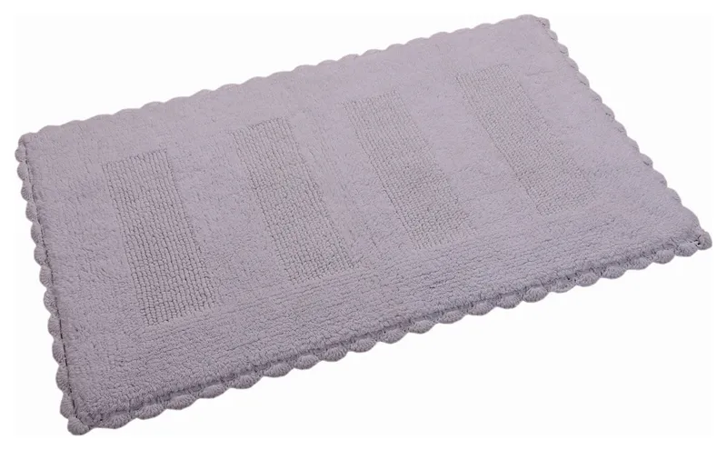 SPA Reversible Cotton Bath Rug, Crochet Lace Border, 34"l X 21"w