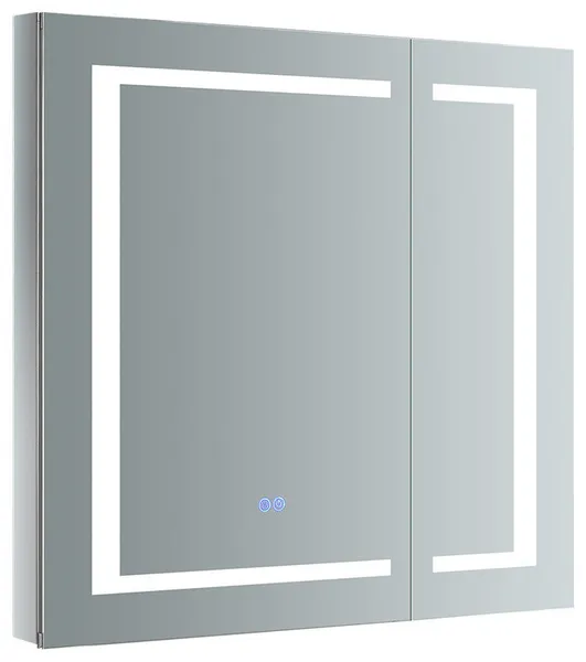 Spazio 30" Wide x 30" Tall Bathroom Medicine Cabinet w/ LED Lighting & Defogger