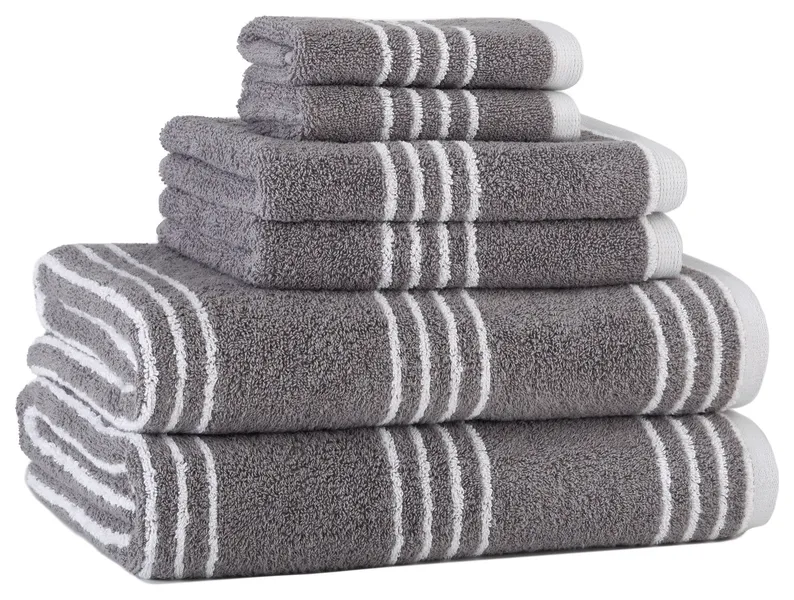 Splendid Lakeside Stripe 6-Piecetowel Set, Dark Grey