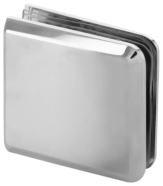 Square Beveled Wall Mount Glass Clamp Hole, Fixed Panel, Chrome