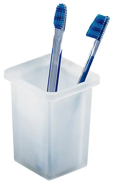 Square Frosted Glass Toothbrush Holder