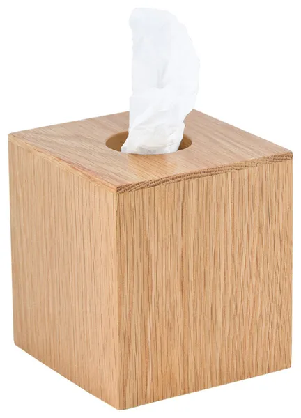 Square Oak Tissue Box Cover | Wireworks Mezza, Natural Oak