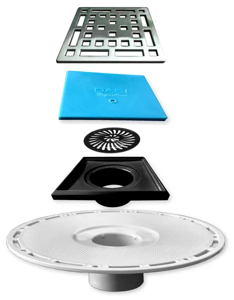 Square Shower Drain Kit - Grate and Bonding Flange - Aqua, Oil Rubbed Bronze