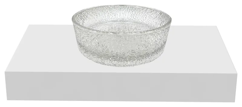 Stadium Round Crystal Sinks With White Base, Clear, 14", 30" Countertop