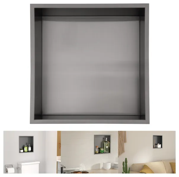 Stainless Steel Shower Niche Recessed Single Shelf Niche 13", Black