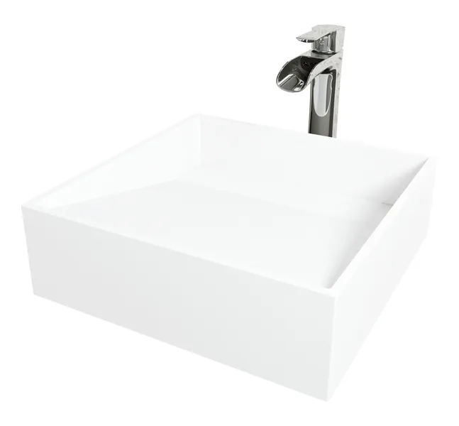 Starr 15"L x 15"W MatteStone Vessel Sink and Niko 11"H Faucet Set