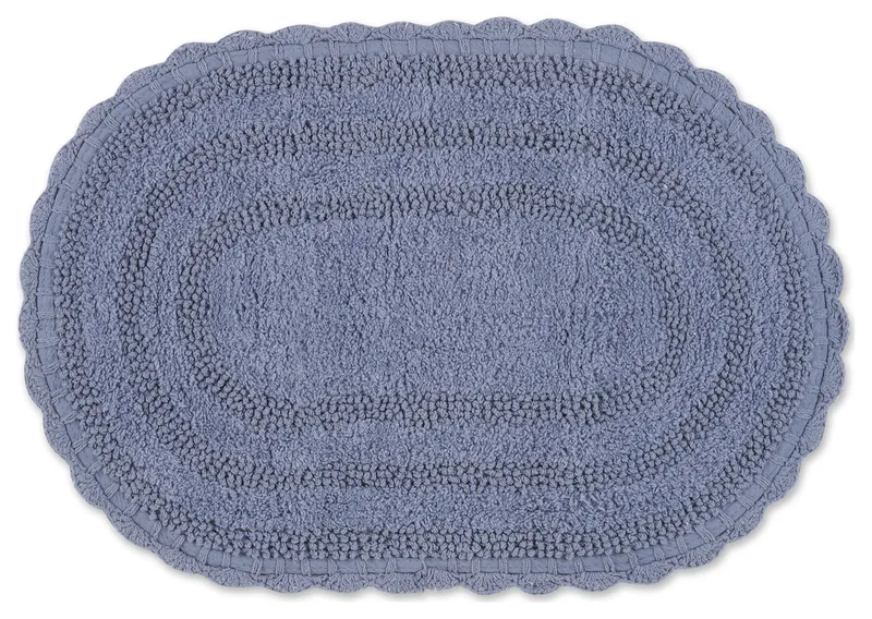 Stonewash Blue Small Oval Crochet Bath Mat