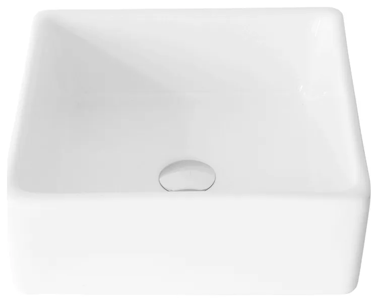 STYLISH 15" White Square Ceramic Vessel Bathroom Sink