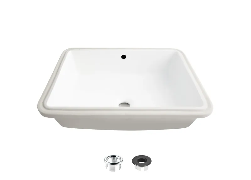STYLISH 20" Rectangular Undermount Ceramic Bathroom Sink, 2 Overflow Finishes