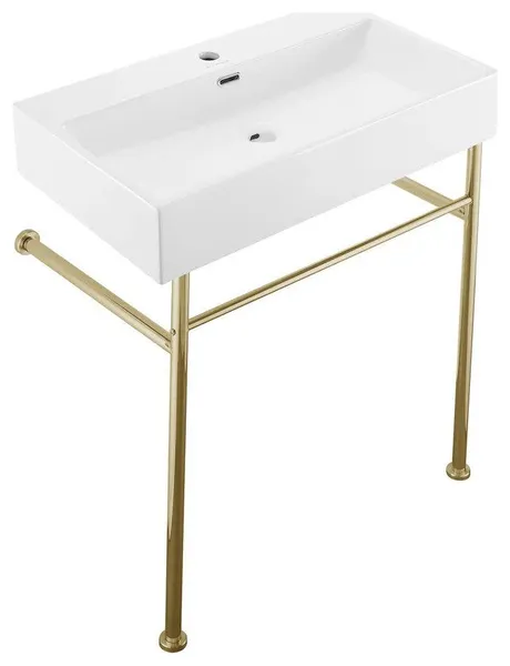 Swiss Madison SM-CS7-30 30" Claire Console and Sink Set - White / Gold