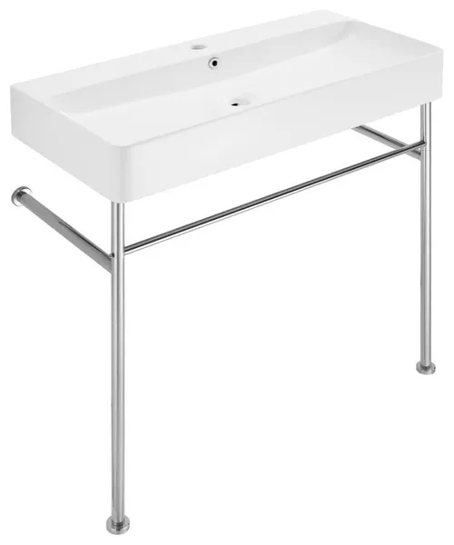 Swiss Madison SM-CS73 Carre 35-7/16"H Console Sink Set - Glossy White / Chrome