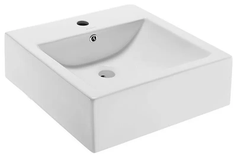 Swiss Madison SM-VS276 Voltaire 17-11/16" Square Ceramic Vessel - Glossy White