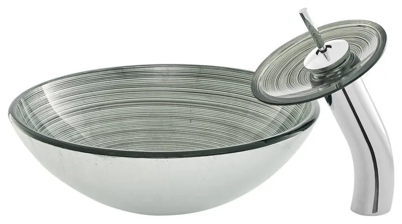 Swiss Madison SM-VSF26 Cascade 16-9/16" Glass Vessel Bathroom - Smoky Grey
