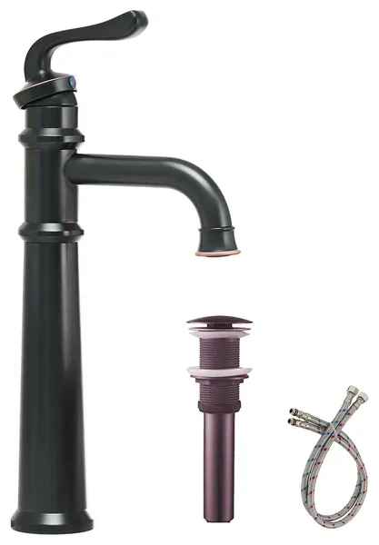 Tall Body One Handle Bathroom Sink Faucet with Pop-up Drain, Oil Rubbed Bronze