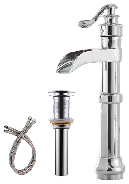 Tall Body Single Handle Vessel Bathroom Sink Faucet with Pop Up Drain, Chrome