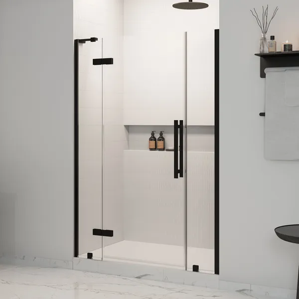 Tampa 51 11/16-54 1/16"Wx72"H Alcove Hinge Shower Door Black
