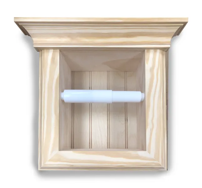 Tampa Recessed Solid Wood Toilet Paper Holder 7 x 8.5, Unfinished