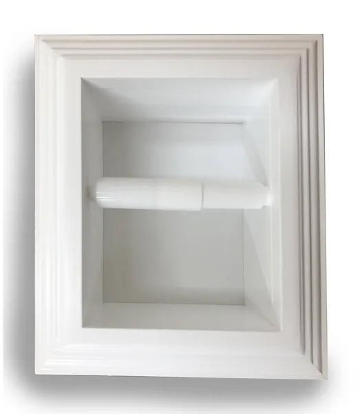 Tampa Recessed Solid Wood Toilet Paper Holder 7 x 8.5, White Enamel