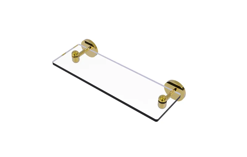 Tango 16" Glass Vanity Shelf with Beveled Edges, Polished Brass