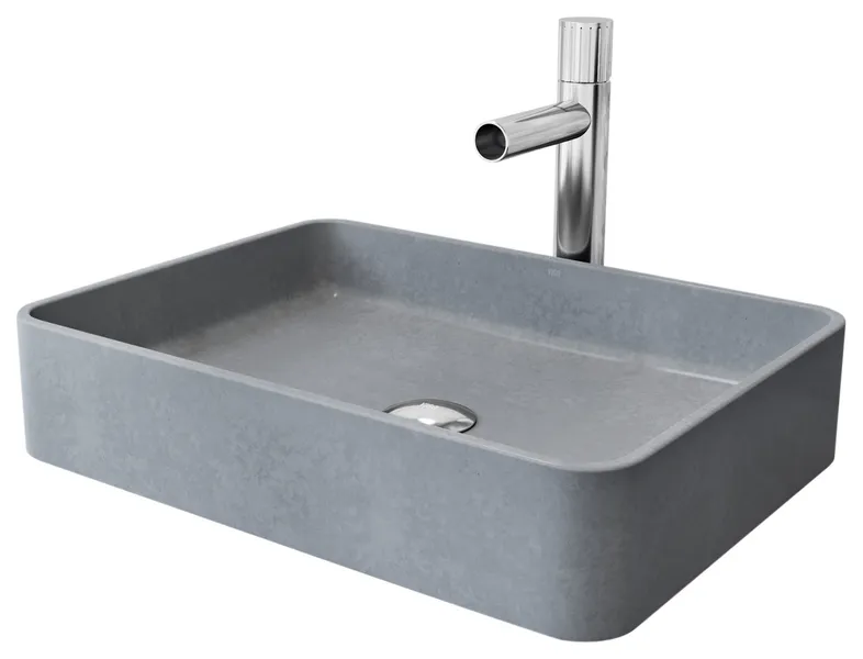 Tarragona 19"L x 14"W Concrete Vessel Sink and Ashford 11"H Faucet Set