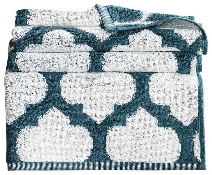 Taylor Face Towel  White withTurquoise
