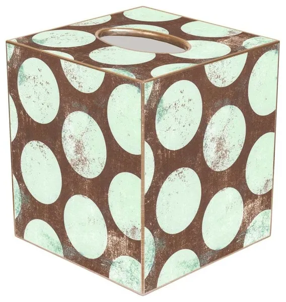 TB1508-Distressed Sea Foam Dots Tissue Box Cover