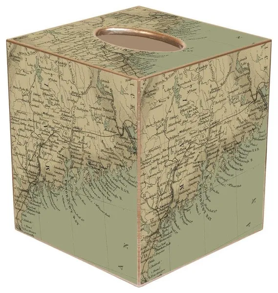 TB1819- Maine Coast Antique Map Tissue Box Cover