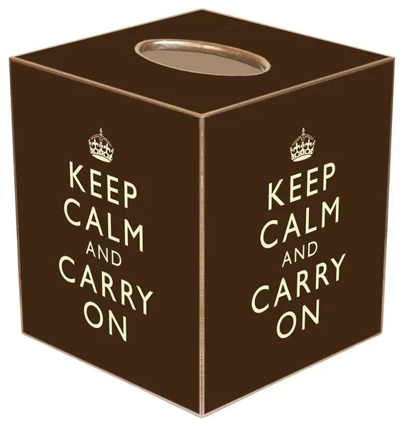 TB2431 - Brown Keep Calm and Carry On Tissue Box Cover