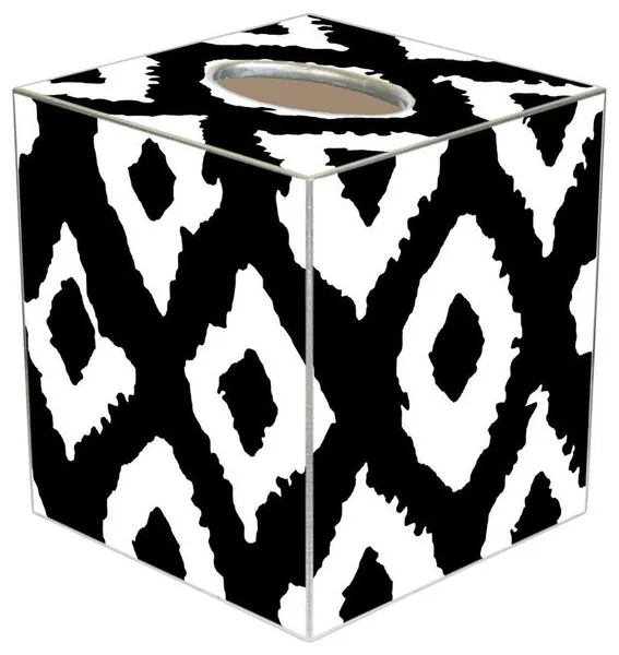 TB2686- Grande Ikat Black Tissue Box Cover