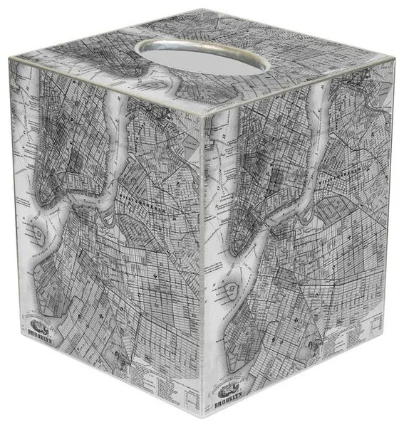TB2740-Brooklyn New York Antique Map Tissue Box Cover