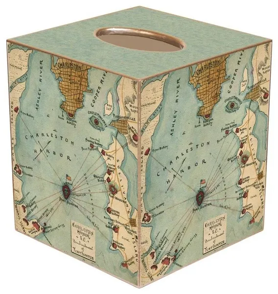 TB2743- Fort Sumter, South Carolina Antique Map Tissue Box Cover